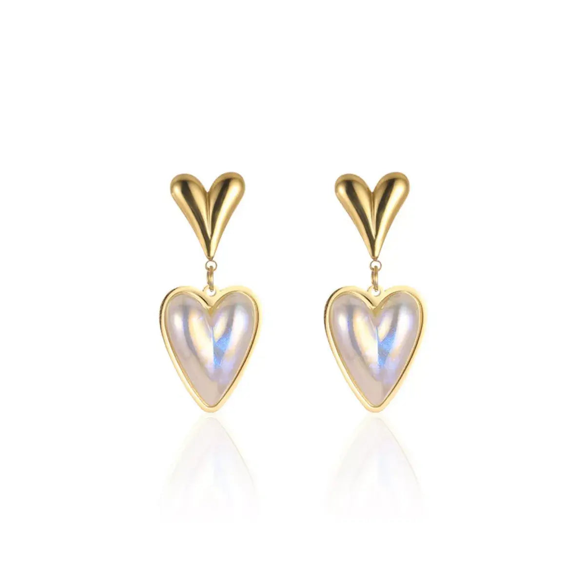 Heart-Shaped Pearl Drop Earrings - Trendsi - Flyclothing LLC