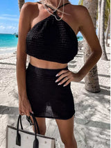 Tied Top and Drawstring Mini Skirt Set - Trendsi - Flyclothing LLC