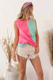 BiBi Slub Terry Color Block Twisted Top - Trendsi - Flyclothing LLC