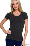 Zenana Ribbed Round Neck Short Sleeve T-Shirt - Trendsi - Flyclothing LLC