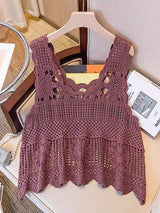 Openwork Scoop Neck Tank - Trendsi - Flyclothing LLC