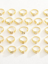 18K Gold-Plated Zircon Letter Ring - Trendsi - Flyclothing LLC