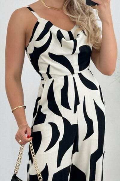 Two-Tone Spaghetti Strap Wide Leg Jumpsuit - Trendsi - Flyclothing LLC