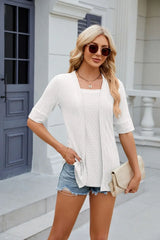 Texture Square Neck Half Sleeve Blouse - Trendsi - Flyclothing LLC