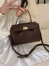 Golden Clasp Leather Crossbody Bag - Trendsi - Flyclothing LLC