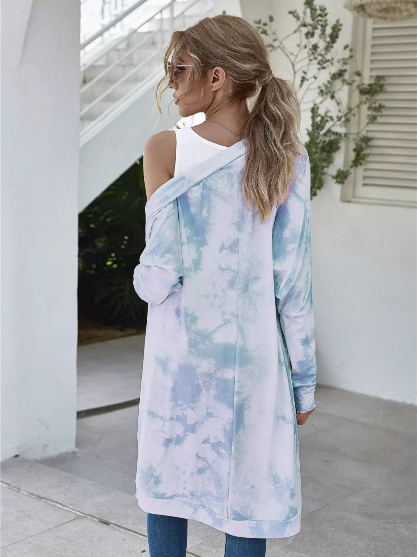 Tie-Dye Oversized Open Front Cardigan - Trendsi - Flyclothing LLC