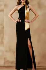One-Shoulder Slit Maxi Dress - Trendsi - Flyclothing LLC