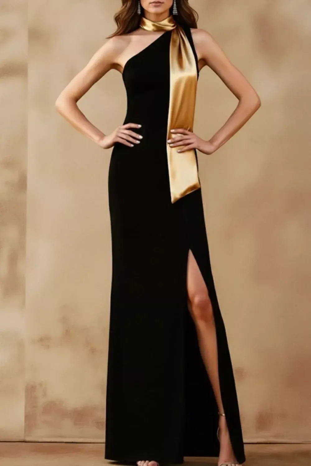 One-Shoulder Slit Maxi Dress - Trendsi - Flyclothing LLC