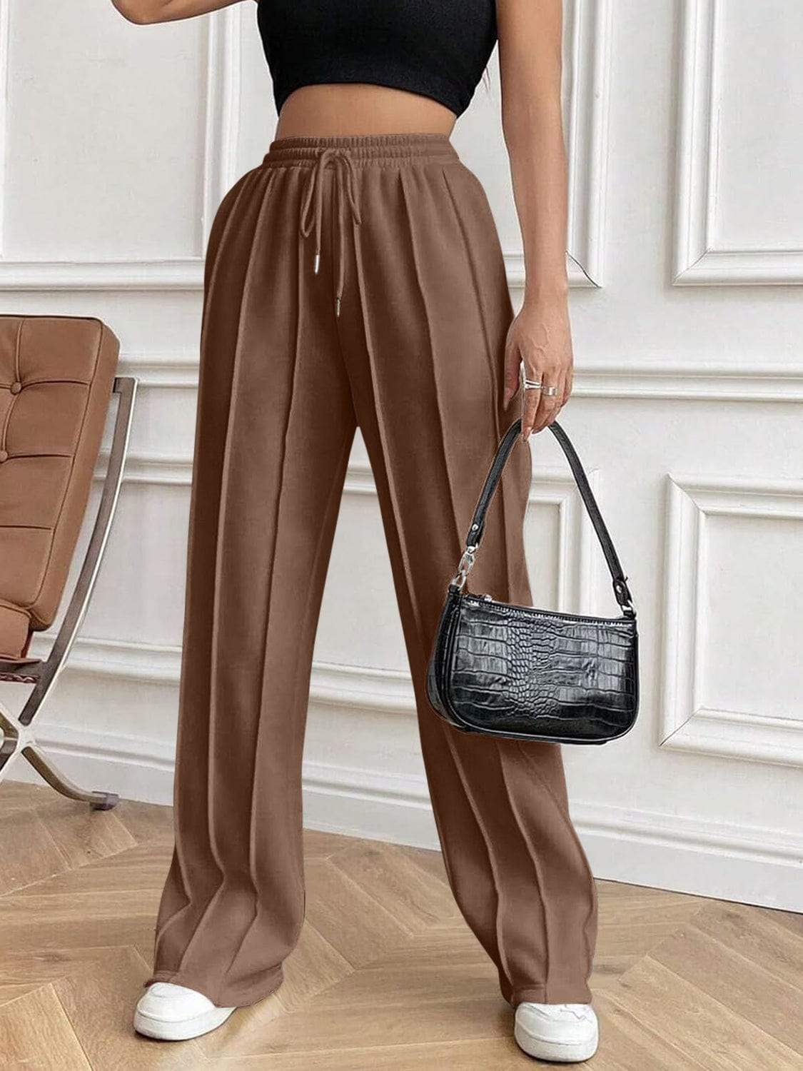 Drawstring Elastic Waist Pants with Pockets - Trendsi - Flyclothing LLC
