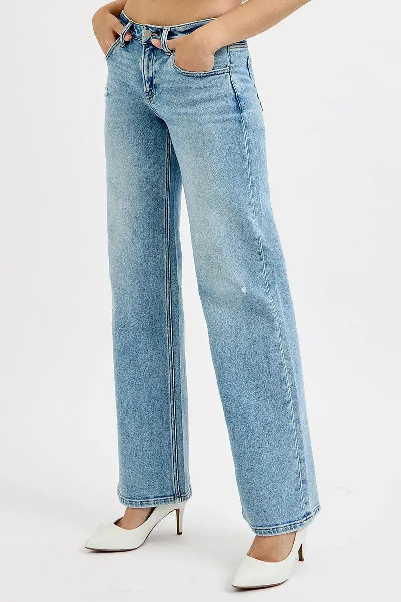 RISEN Full Size Low Rise Ankle Boyfriend Distressed Jeans Plus Size - Trendsi - Flyclothing LLC