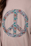 Peace Sign Applique Long Sleeve Sweatshirt - Trendsi - Flyclothing LLC