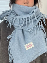 Knitted Fringe Scarf - Trendsi - Flyclothing LLC
