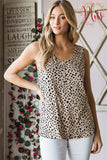 Heimish Full Size Front Button Animal Print Sleeveless Top Plus Size - Trendsi