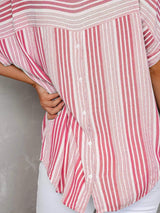Full Size Collared Neck Half Sleeve Shirt Plus Size - Trendsi - Flyclothing LLC