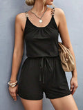 Pocketed Buckle Trim Scoop Neck Romper - Trendsi - Flyclothing LLC