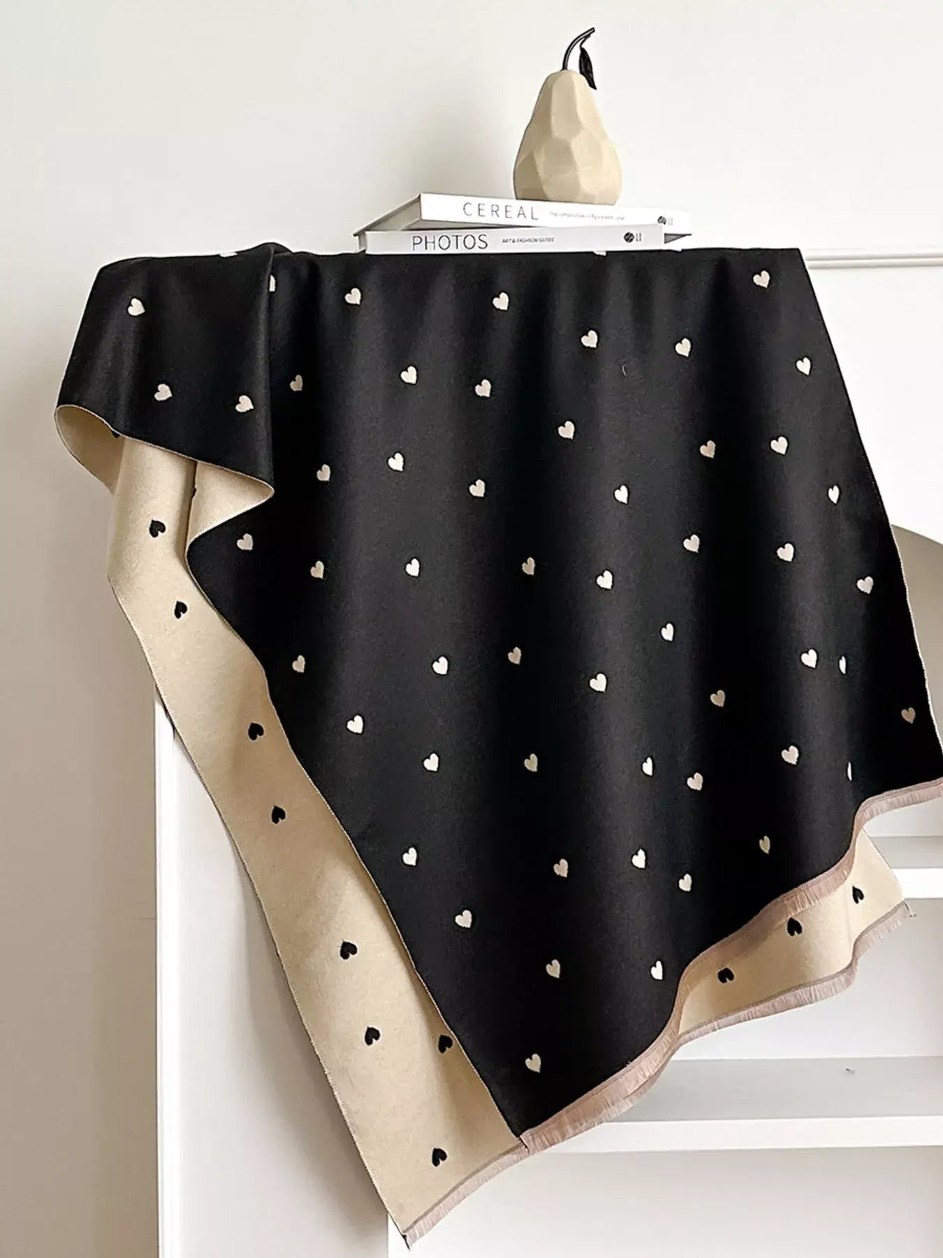 Heart Raw Hem Scarf - Trendsi - Flyclothing LLC
