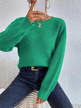 Ribbed Knit Dropped Shoulder Sweater - Trendsi - Flyclothing LLC