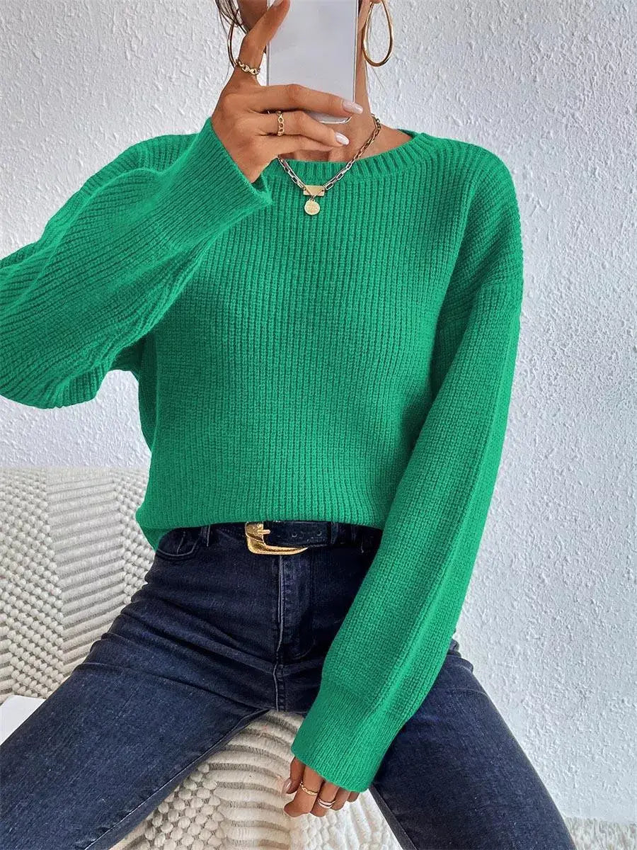 Ribbed Knit Dropped Shoulder Sweater - Trendsi - Flyclothing LLC