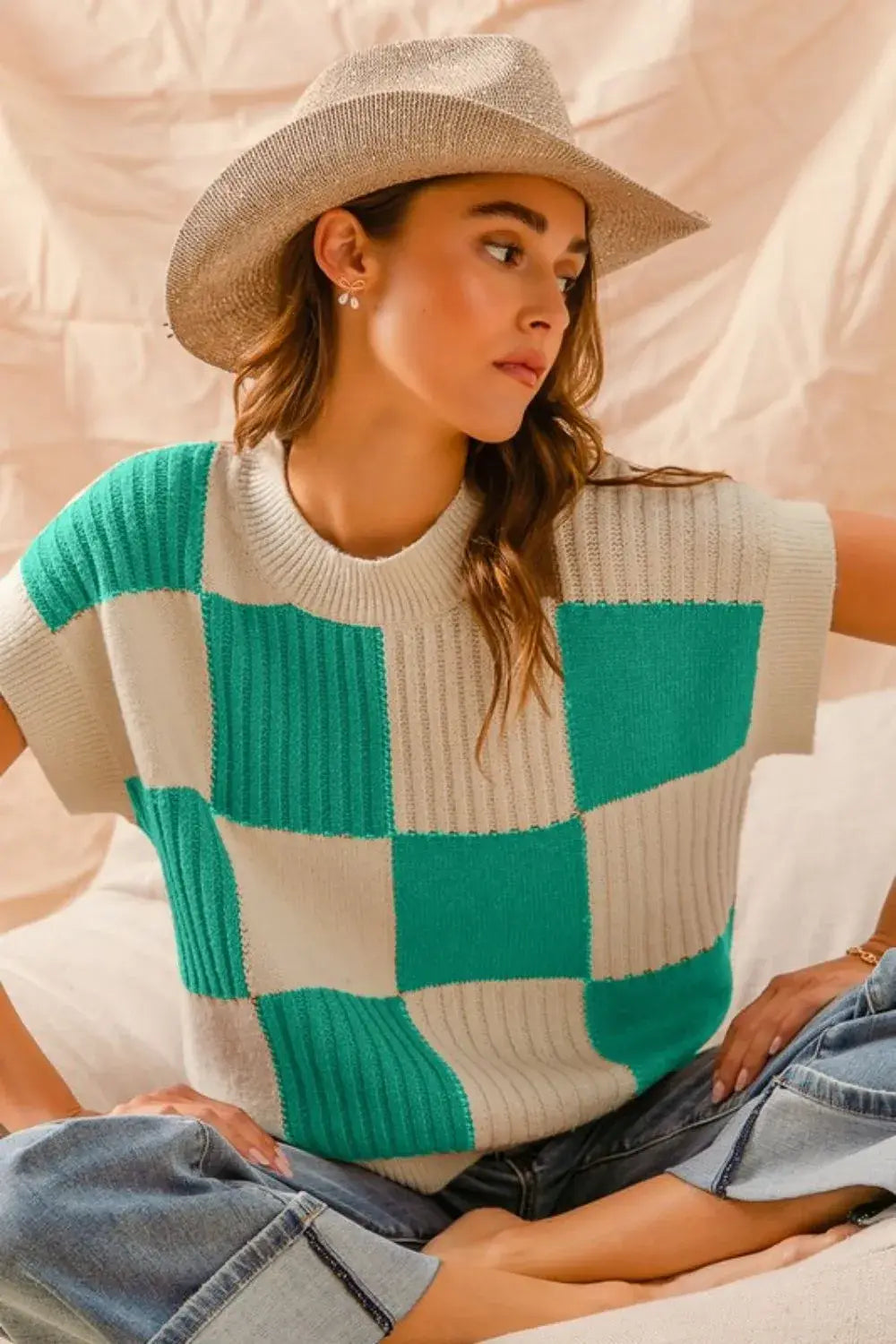 SO ME Check Plaid Casual Sweater Top - Trendsi - Flyclothing LLC