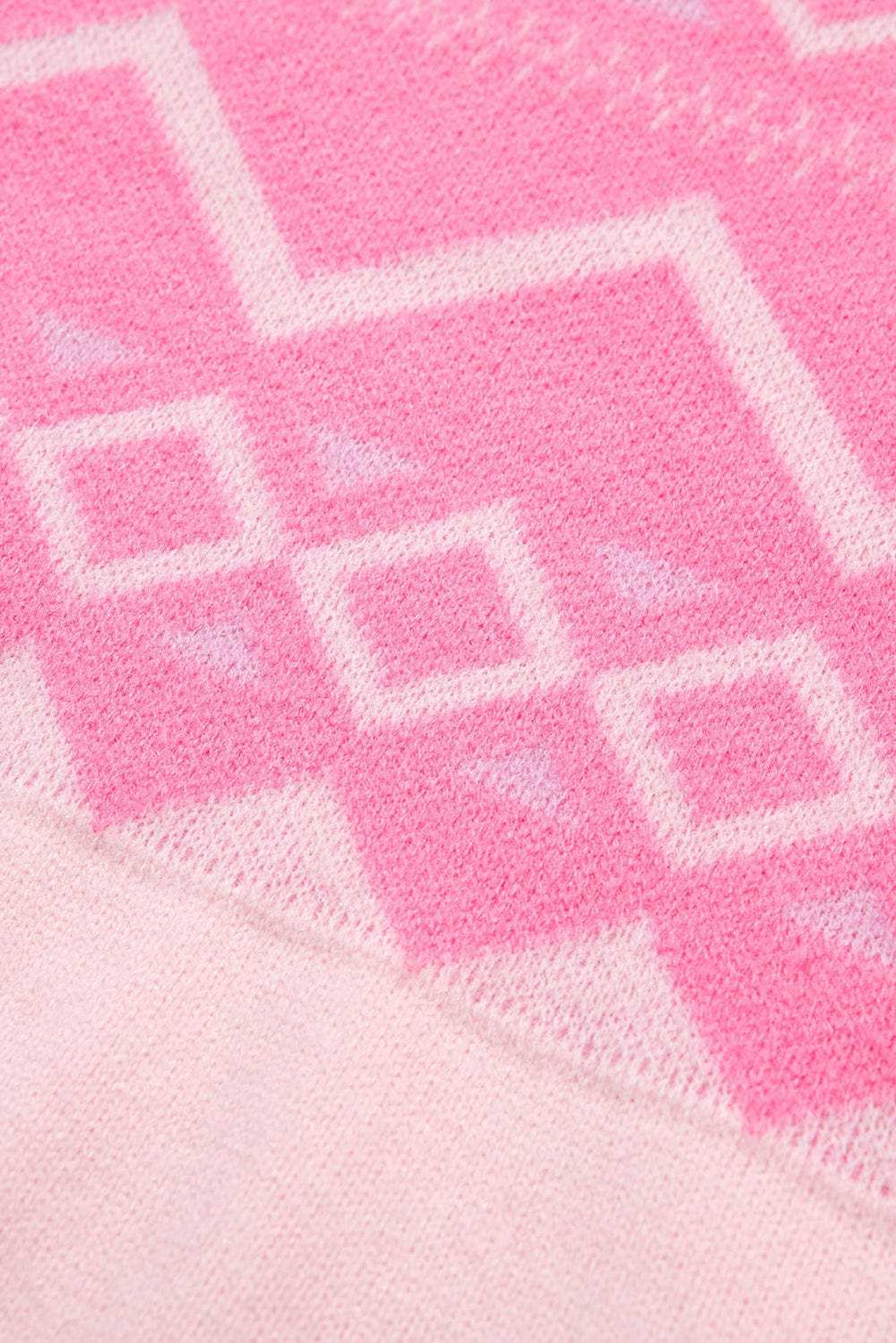 Geometric Drop Shoulder Long Sleeve Sweater - Trendsi - Flyclothing LLC