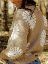 Flower Round Neck Long Sleeve Sweater - Trendsi - Flyclothing LLC