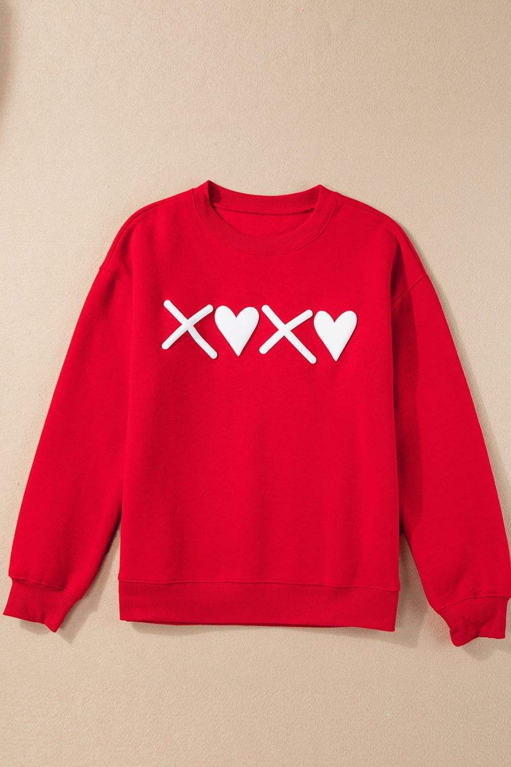 Valentine’s Day XOXO Round Neck Drop Shoulder Sweatshirt - Trendsi - Flyclothing LLC