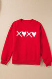 Valentine’s Day XOXO Round Neck Drop Shoulder Sweatshirt - Trendsi - Flyclothing LLC