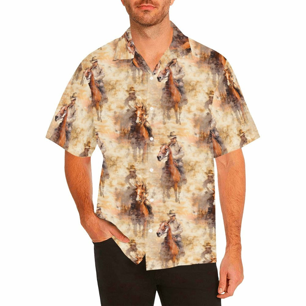 Baha Ranch Grunge Cowboy Men's Western Camp Shirt