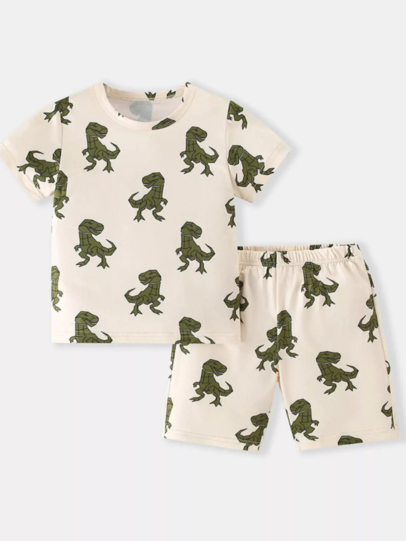 Children's Dinosaur Print Short Sleeve Tee and Shorts Set - Trendsi - Flyclothing LLC