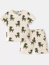 Children's Dinosaur Print Short Sleeve Tee and Shorts Set - Trendsi - Flyclothing LLC
