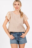 Ces Femme Round Neck Floral Short Sleeve Top - Trendsi