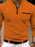 Men's Full Size Quarter Zip Long Sleeve Polo Plus Size - Trendsi - Flyclothing LLC