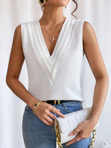 V-Neck Pleated Sleeveless Cami Tank Top - Trendsi - Flyclothing LLC
