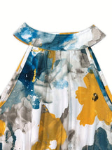 Tiered Printed Mock Neck Sleeveless Dress - Trendsi - Flyclothing LLC