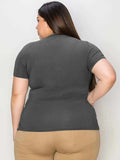 Basic Bae Full Size V-Neck High-Low T-Shirt - Trendsi - Flyclothing LLC