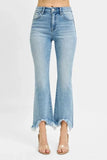 RISEN Full Size High Rise Crop Bootcut Fray Hem Jeans Plus Size - Trendsi