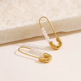Safety Pin Pearl Accent Earrings - Trendsi - Flyclothing LLC