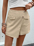 Pocketed High Waist Shorts with Zip - Trendsi - Flyclothing LLC