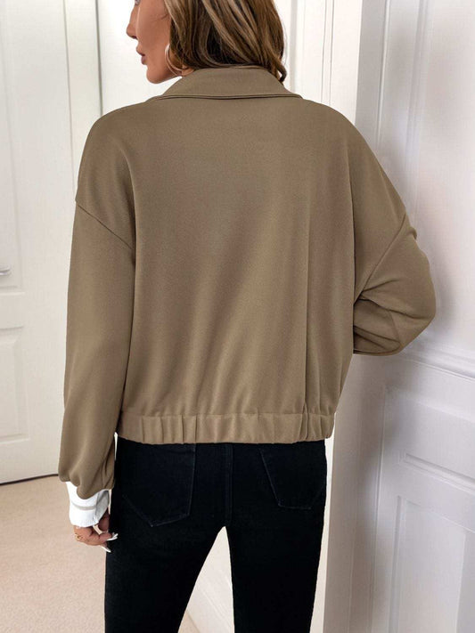 Perfee Collared Neck Button Down Jacket - Trendsi - Flyclothing LLC