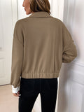 Perfee Collared Neck Button Down Jacket - Trendsi