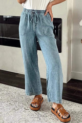 Drawstring High Waist Jeans with Pockets - Trendsi - Flyclothing LLC