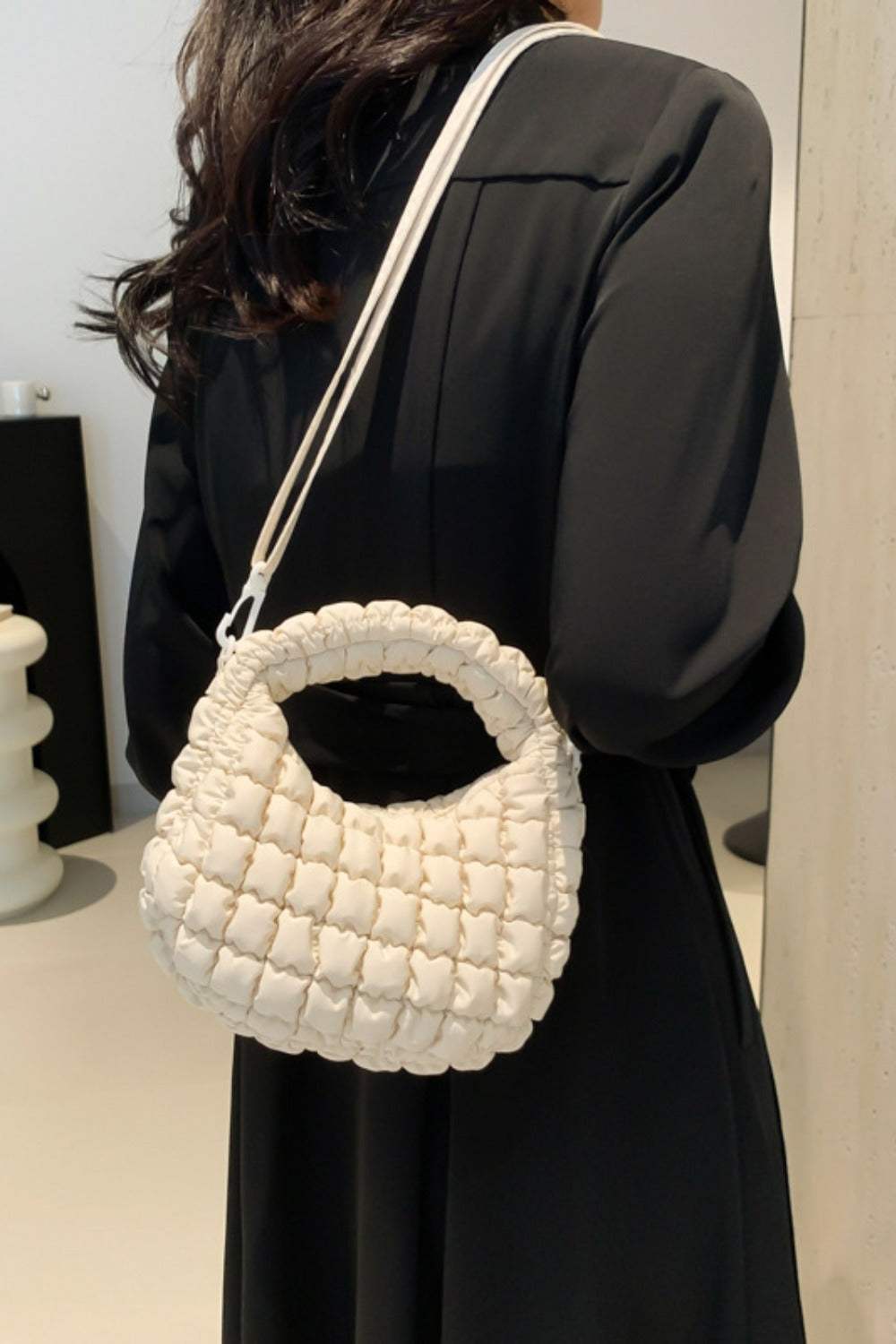 Quilted Puffy Removable Strap Crossbody Bag - Trendsi - Flyclothing LLC