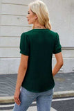 Notched Short Sleeve Blouse - Trendsi - Flyclothing LLC