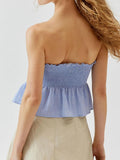 Smocked Peplum Tube Top - Trendsi