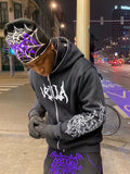 Men's Zip Up Letter Graphic Hoodie - Trendsi