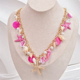 Ocean Charm Shell Starfish Statement Necklace - Trendsi - Flyclothing LLC