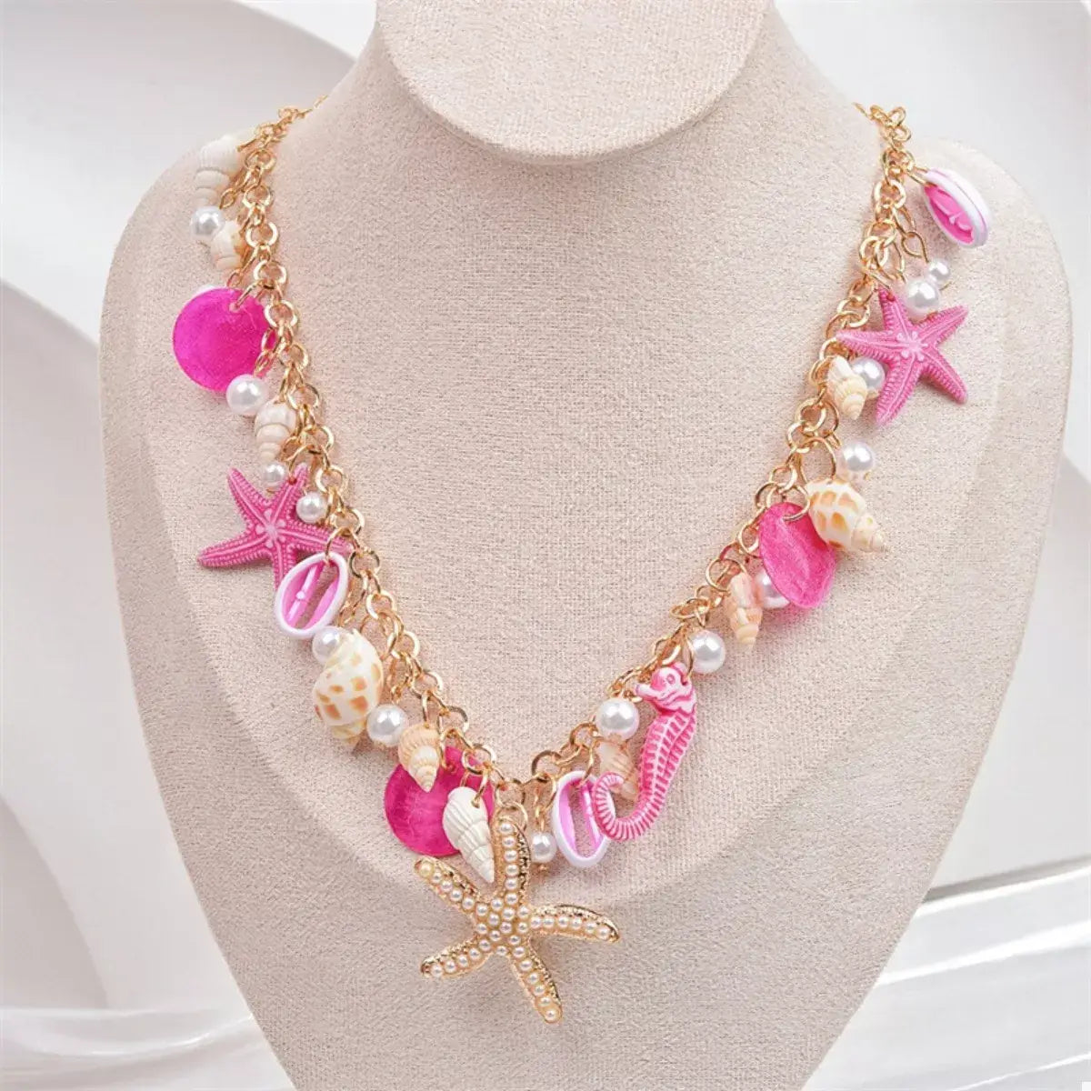 Ocean Charm Shell Starfish Statement Necklace - Trendsi - Flyclothing LLC