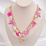 Ocean Charm Shell Starfish Statement Necklace - Trendsi - Flyclothing LLC