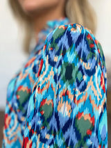 Double Take Full Size Printed Balloon Sleeve Blouse - Trendsi - Flyclothing LLC