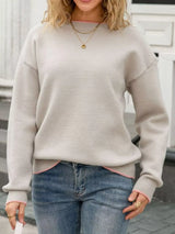 Bow-Back Round Neck Sweater - Trendsi - Flyclothing LLC